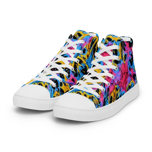 Electric Inkstorm on a Women's High Top Canvas Shoes