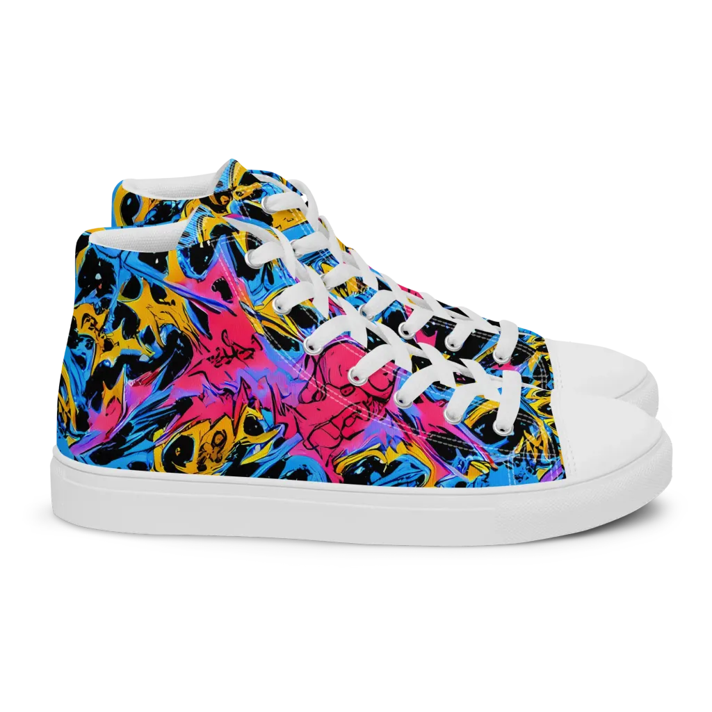 Electric Inkstorm on Women's High Top Canvas Shoes — Right