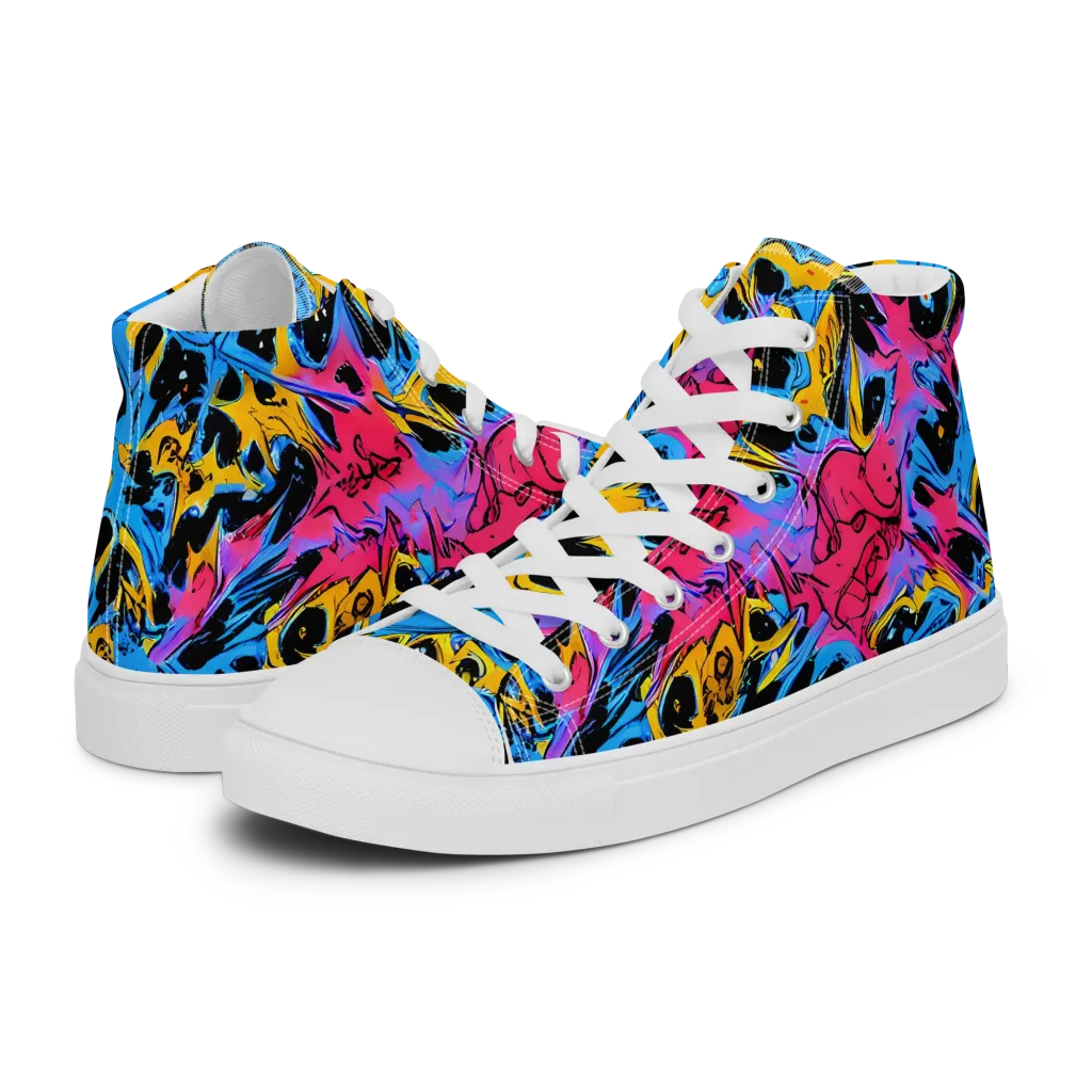 Electric Inkstorm on Women's High Top Canvas Shoes — Left