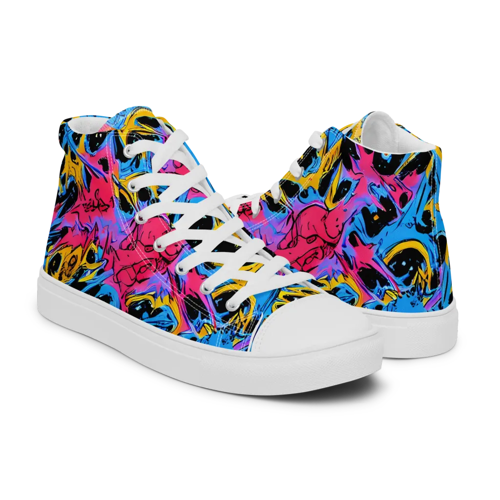 Electric Inkstorm on Women's High Top Canvas Shoes — Right