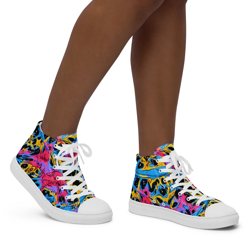 Electric Inkstorm on Women's High Top Canvas Shoes — Right
