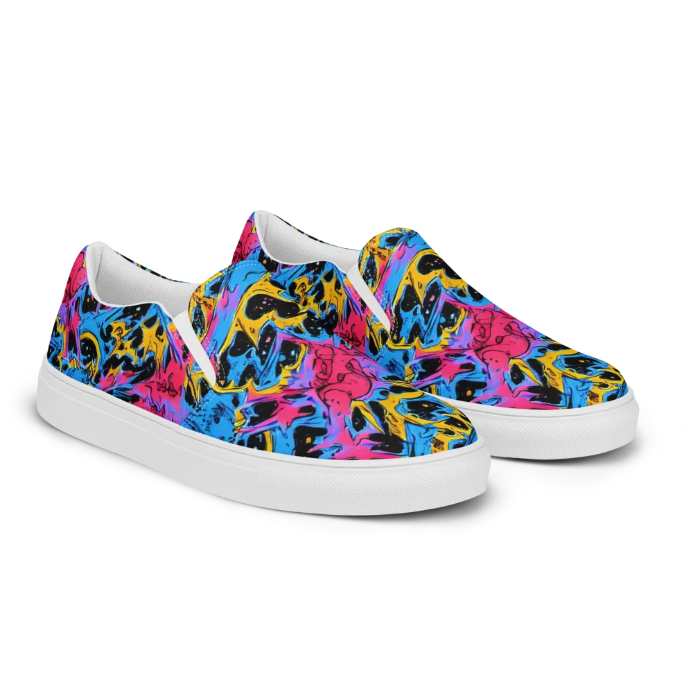 Electric Inkstorm on Men's Slip-On Canvas Shoes — Right Front
