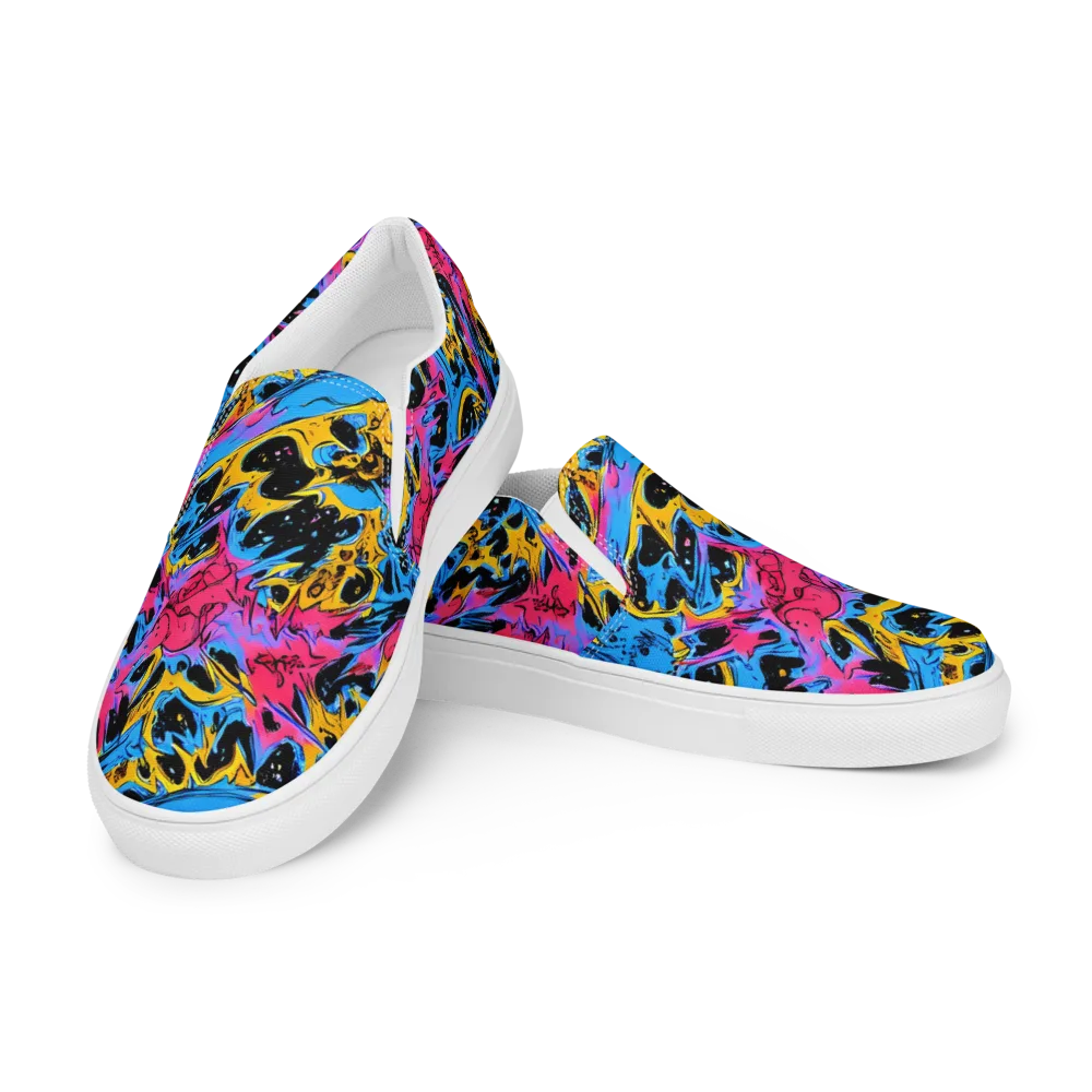 Electric Inkstorm on Men's Slip-On Canvas Shoes — Left Front