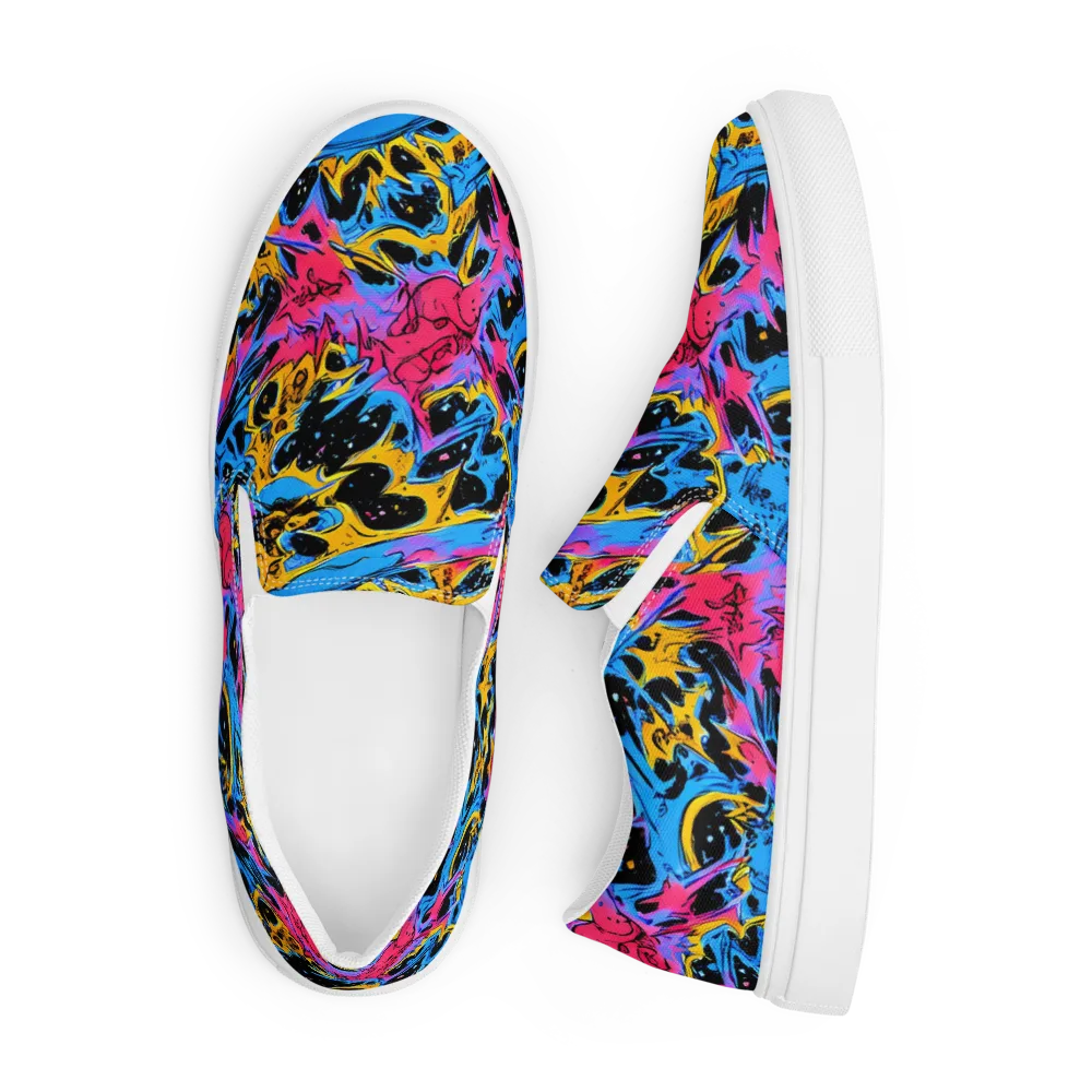 Electric Inkstorm on Men's Slip-On Canvas Shoes — Front