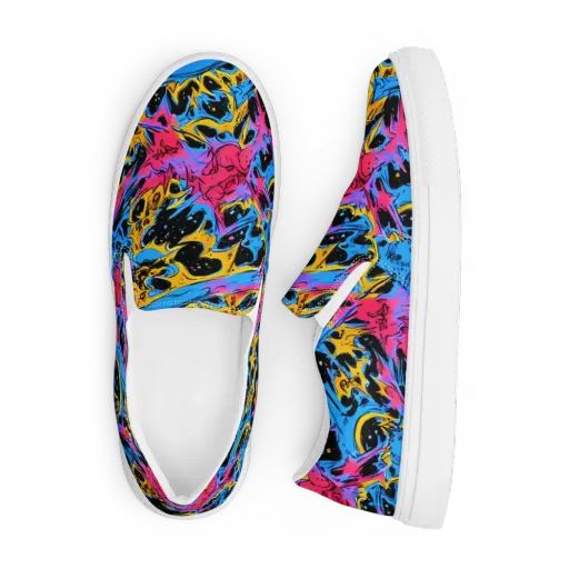 Electric Inkstorm on a Men's Slip-On Canvas Shoes