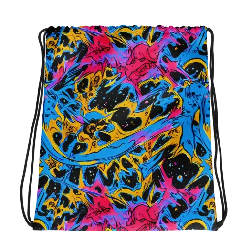 Electric Inkstorm on a Drawstring Bag