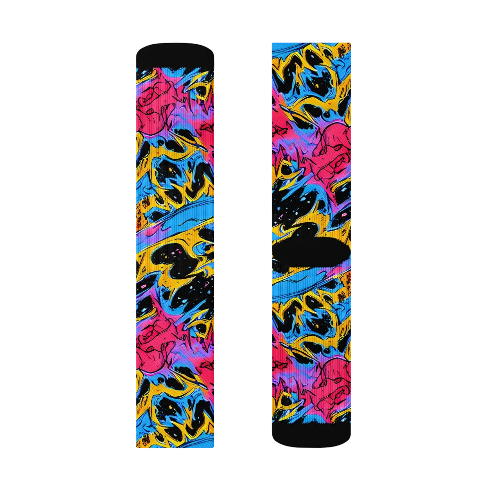 Electric Inkstorm on Socks — Right Sock