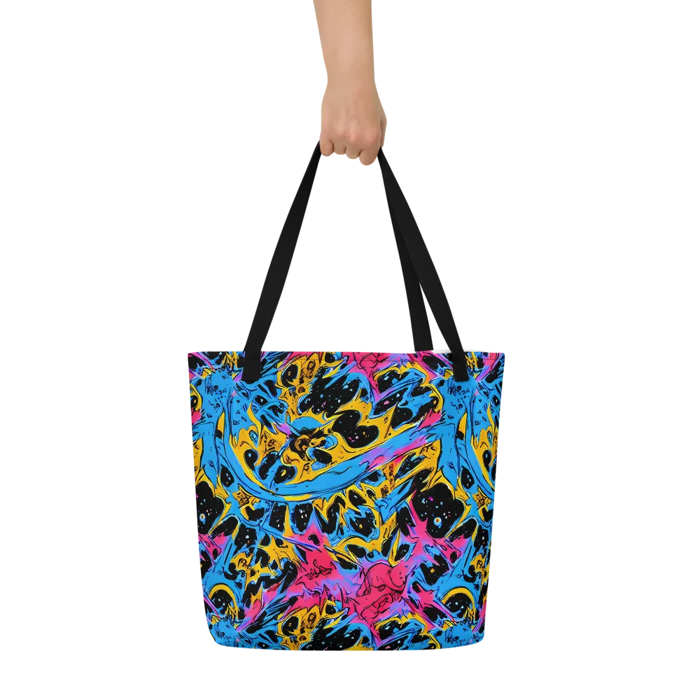 Electric Inkstorm on Large Tote Bag W/ Pocket — Front