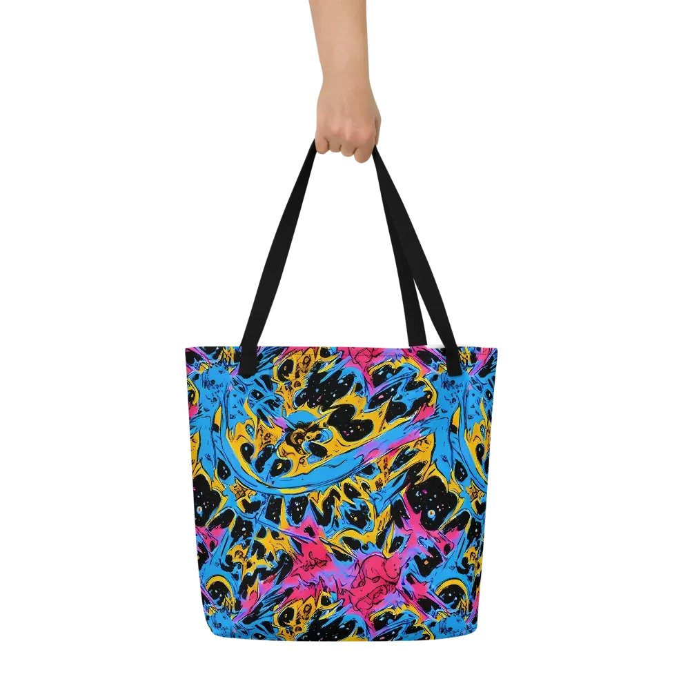 Electric Inkstorm on Large Tote Bag W/ Pocket — Front