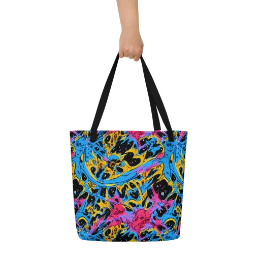 Electric Inkstorm on a Large Tote Bag W/ Pocket