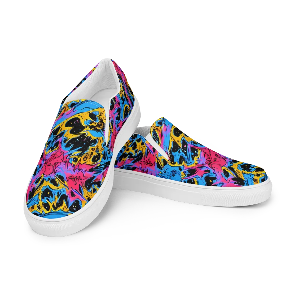 Electric Inkstorm on Women's Slip-On Canvas Shoes — Left Front