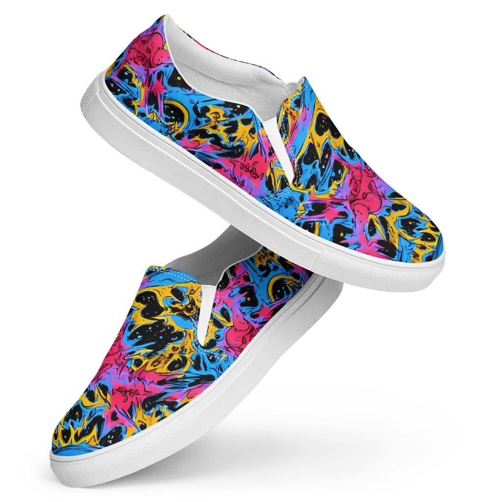 Electric Inkstorm on Women's Slip-On Canvas Shoes — Front