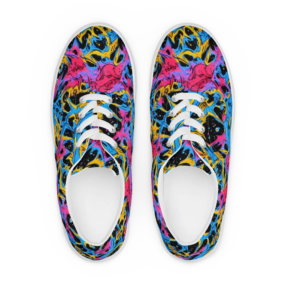 Electric Inkstorm on Men's Lace-Up Canvas Shoes — Front