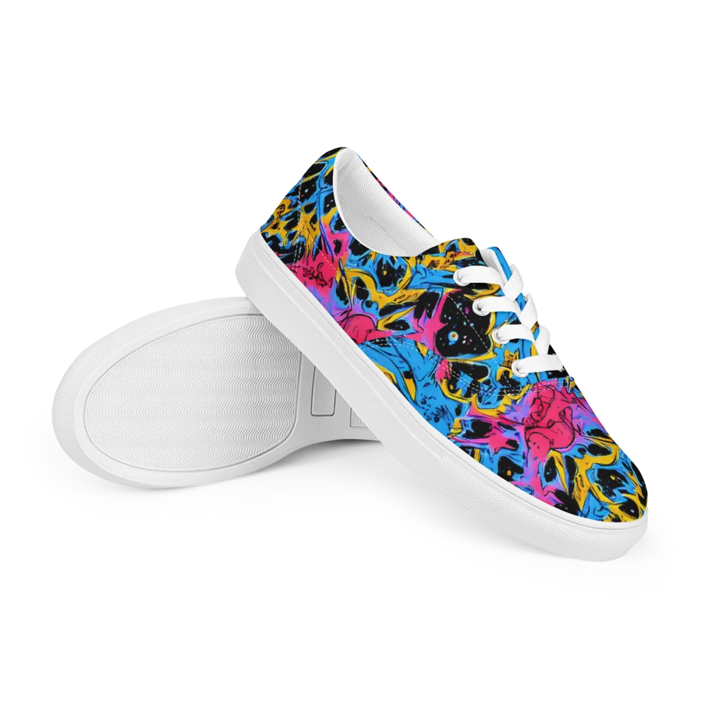 Electric Inkstorm on Men's Lace-Up Canvas Shoes — Right Front