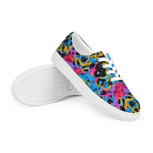 Electric Inkstorm on a Men's Lace-Up Canvas Shoes