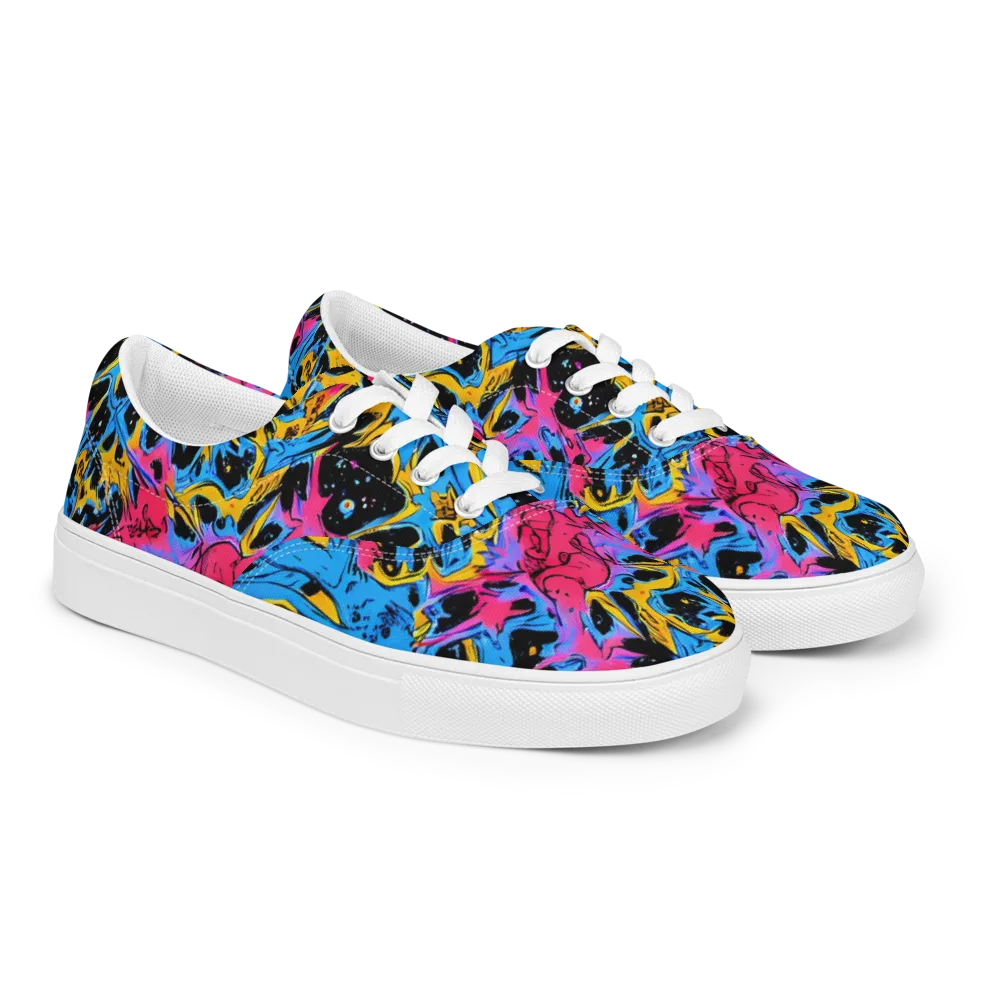 Electric Inkstorm on Men's Lace-Up Canvas Shoes — Right Front