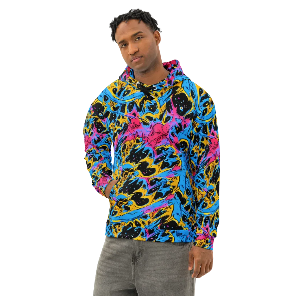 Electric Inkstorm on Cotton Hoodie — Left Front