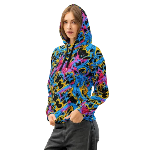 Electric Inkstorm on a Cotton Hoodie