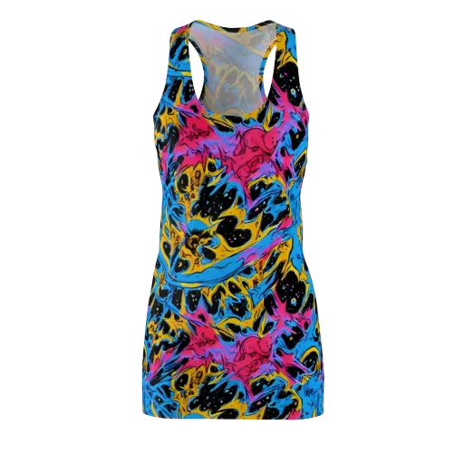 Electric Inkstorm on a Racerback Dress
