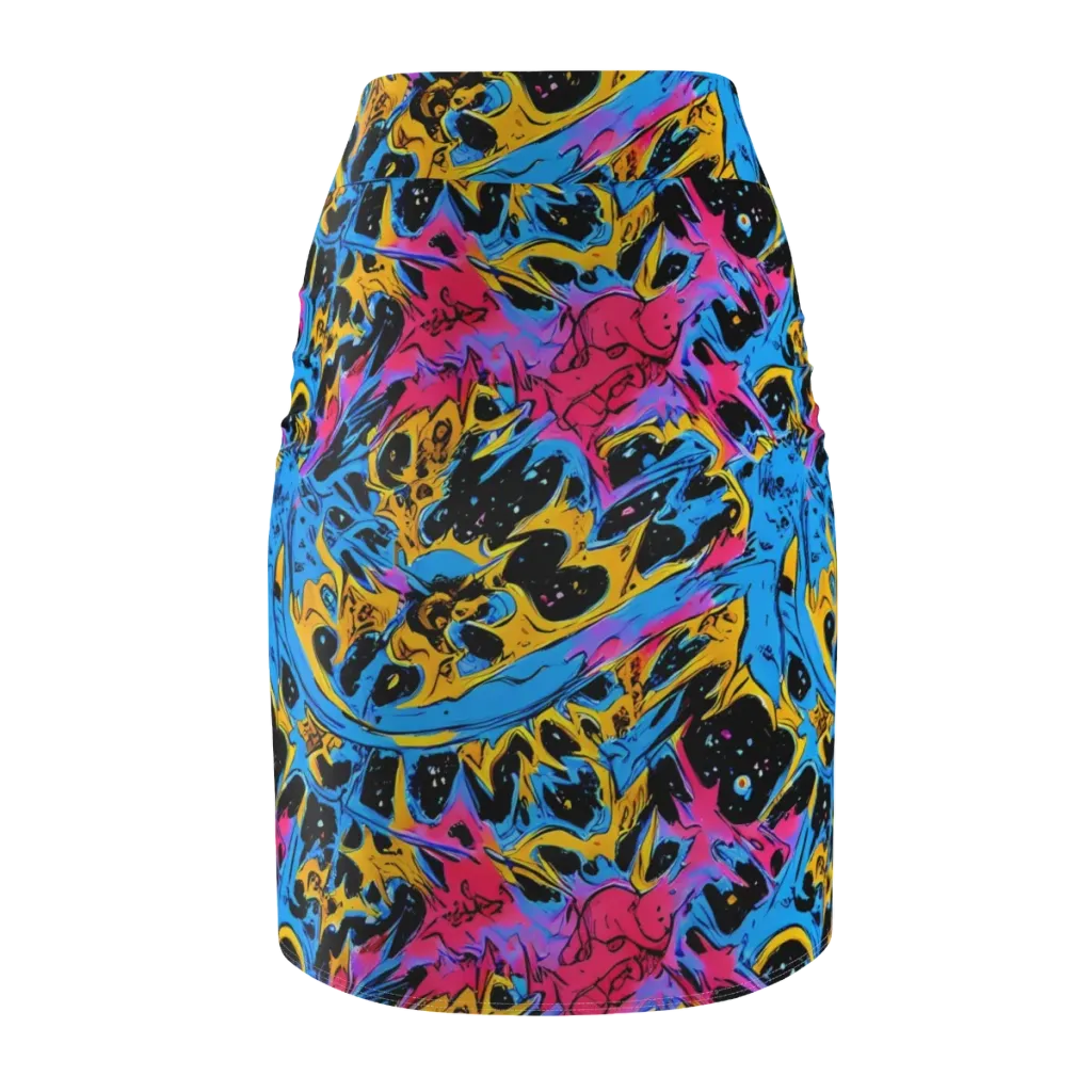 Electric Inkstorm on Pencil Skirt — Back