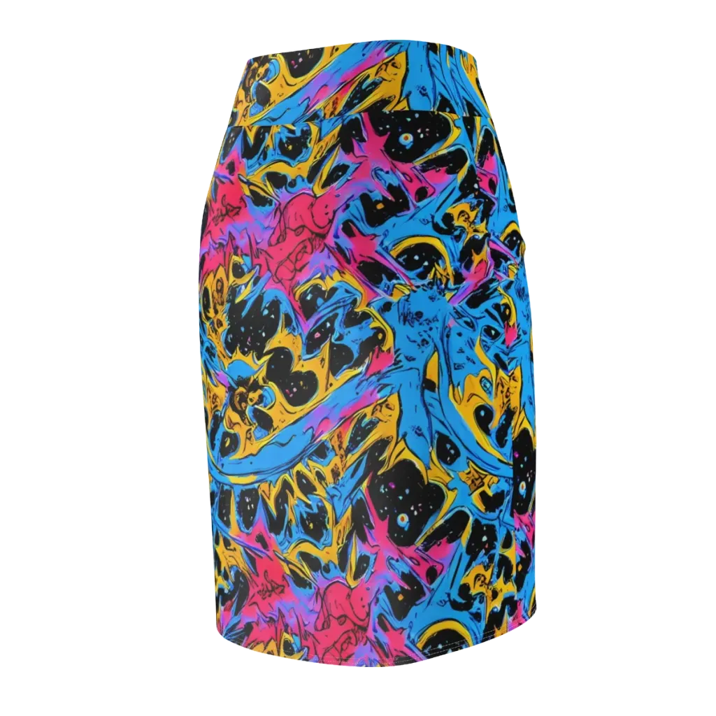 Electric Inkstorm on Pencil Skirt — Back Side