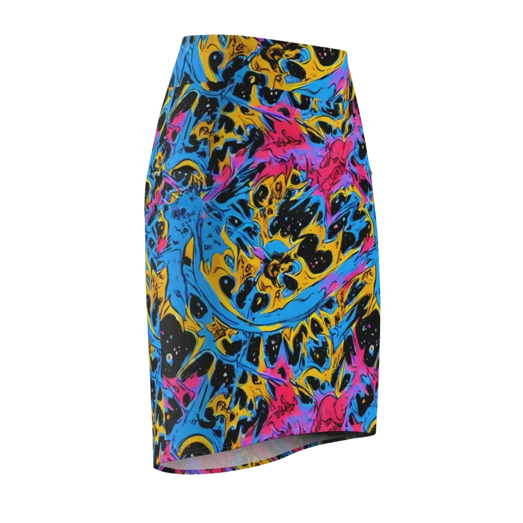 Electric Inkstorm on Pencil Skirt — Front Side