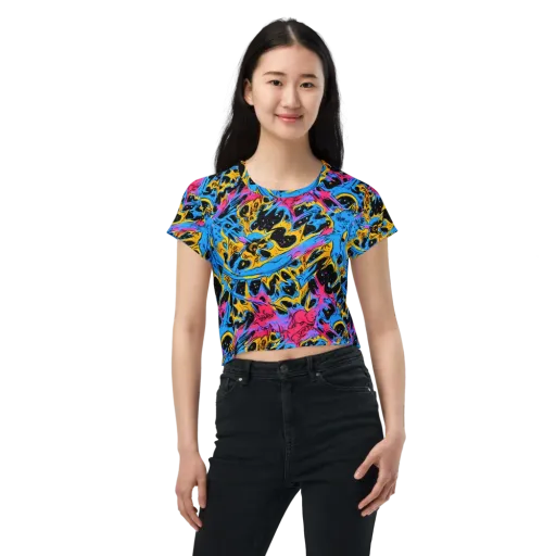 Electric Inkstorm on a Crop Tee