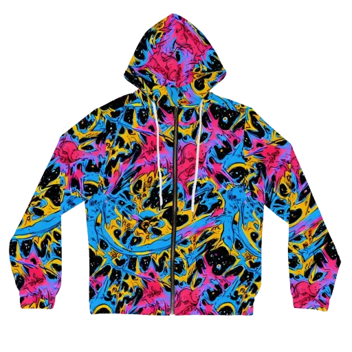 Electric Inkstorm on a Women's Full-Zip Hoodie