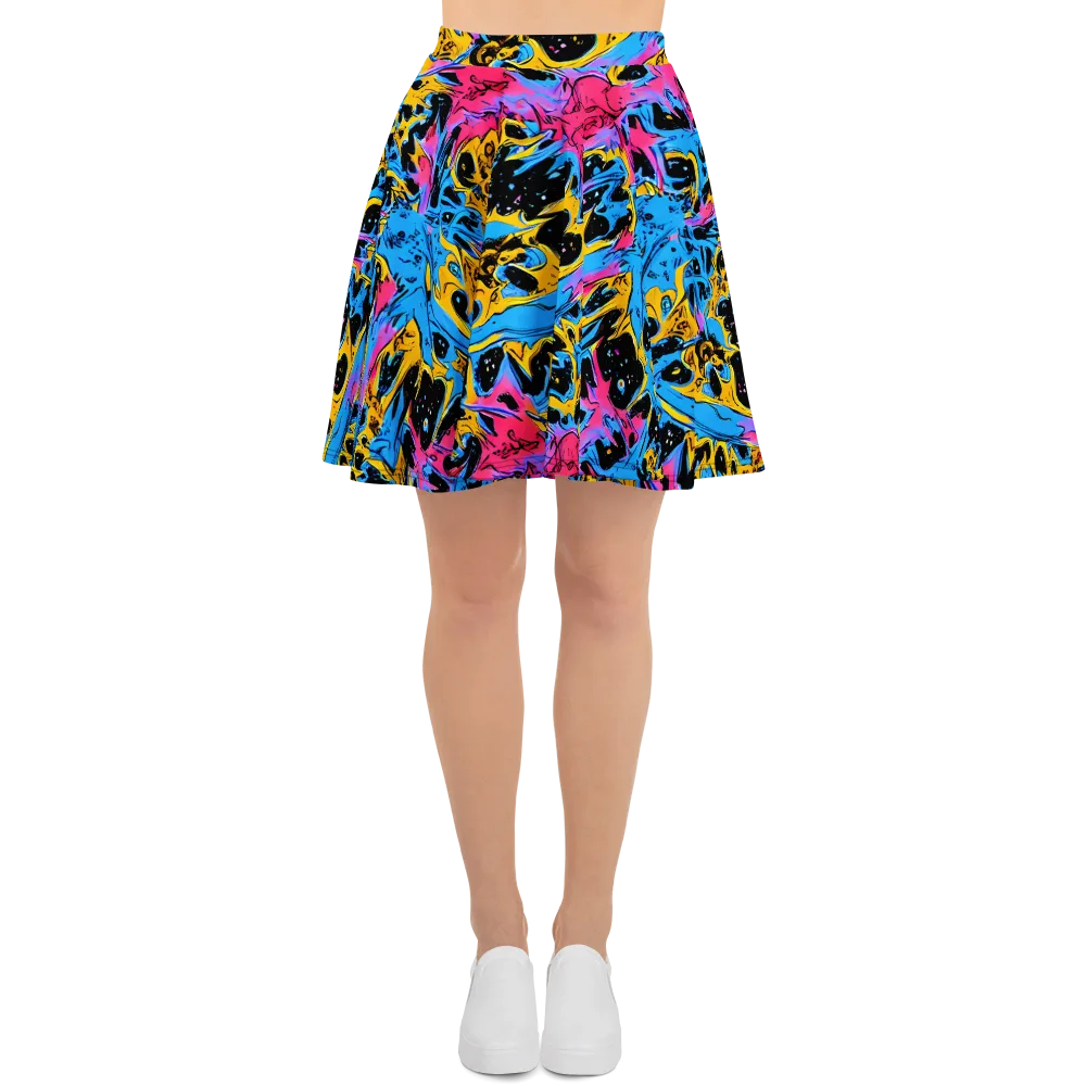 Electric Inkstorm on Skater Skirt — Front