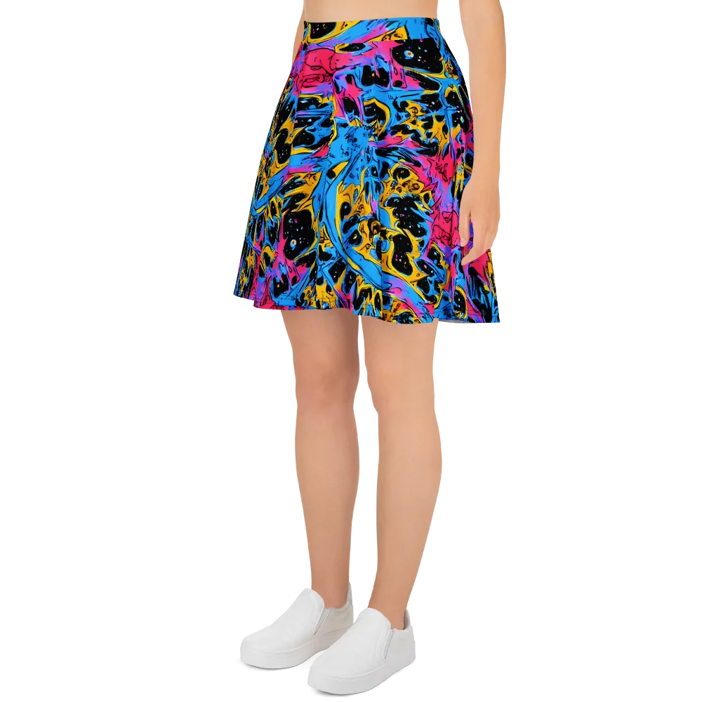 Electric Inkstorm on Skater Skirt — Left