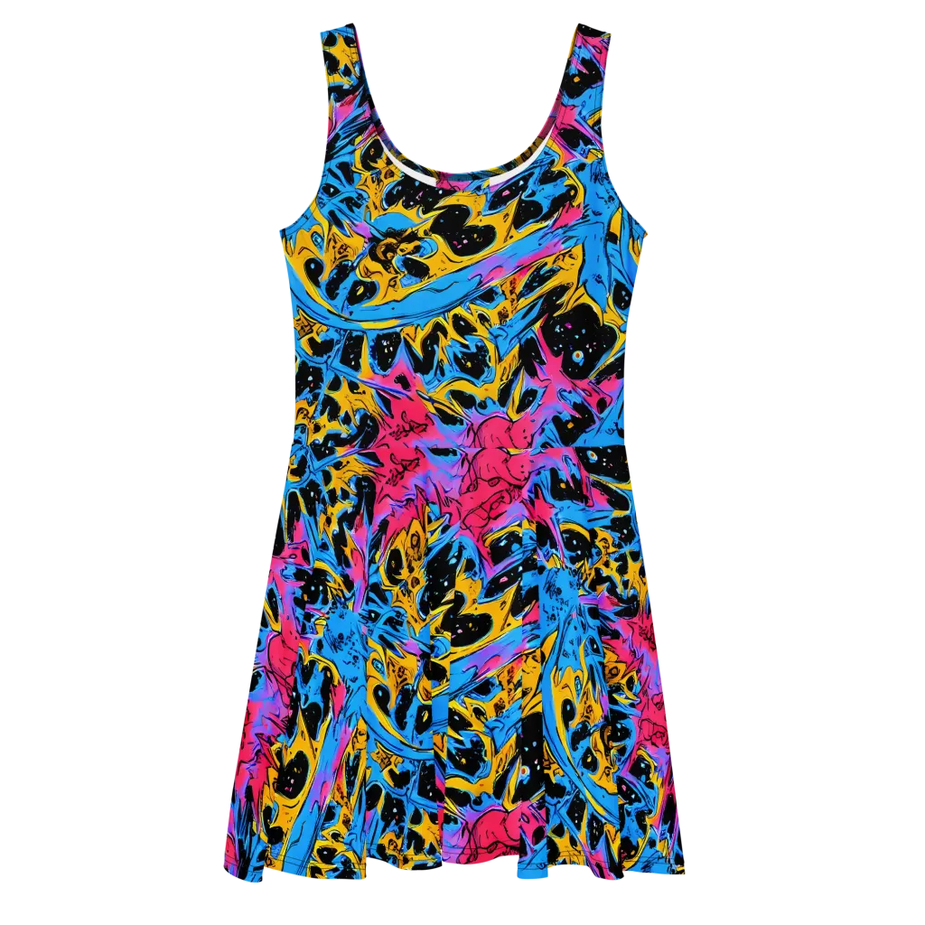 Electric Inkstorm on Skater Dress — Front