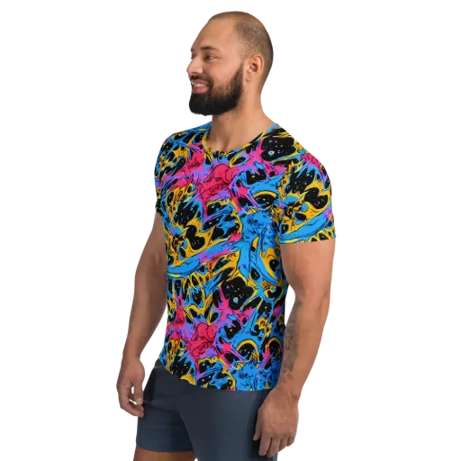 Electric Inkstorm on a Men's Athletic T-Shirt