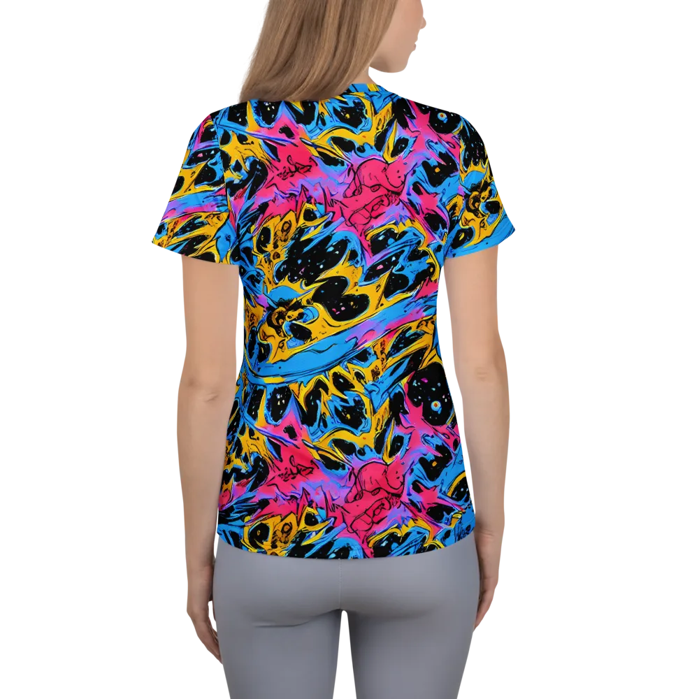 Electric Inkstorm on Women's Athletic T-Shirt — Back
