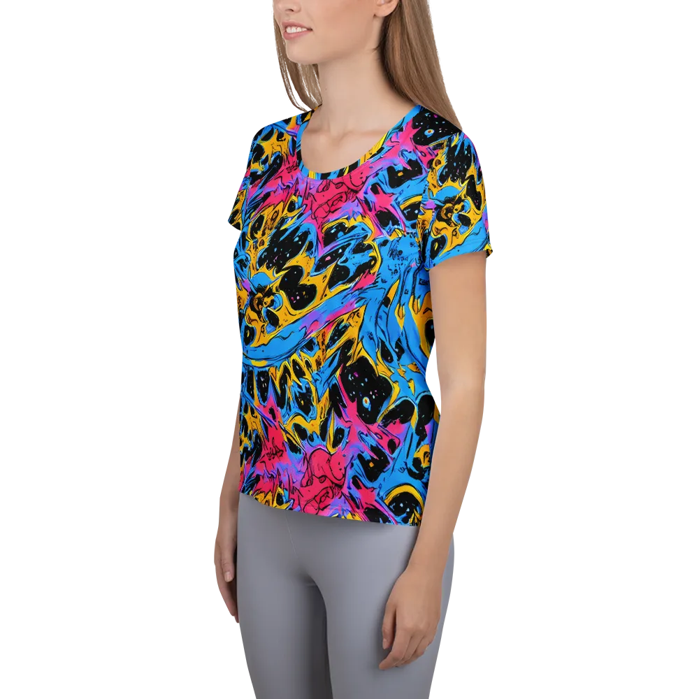 Electric Inkstorm on Women's Athletic T-Shirt — Left