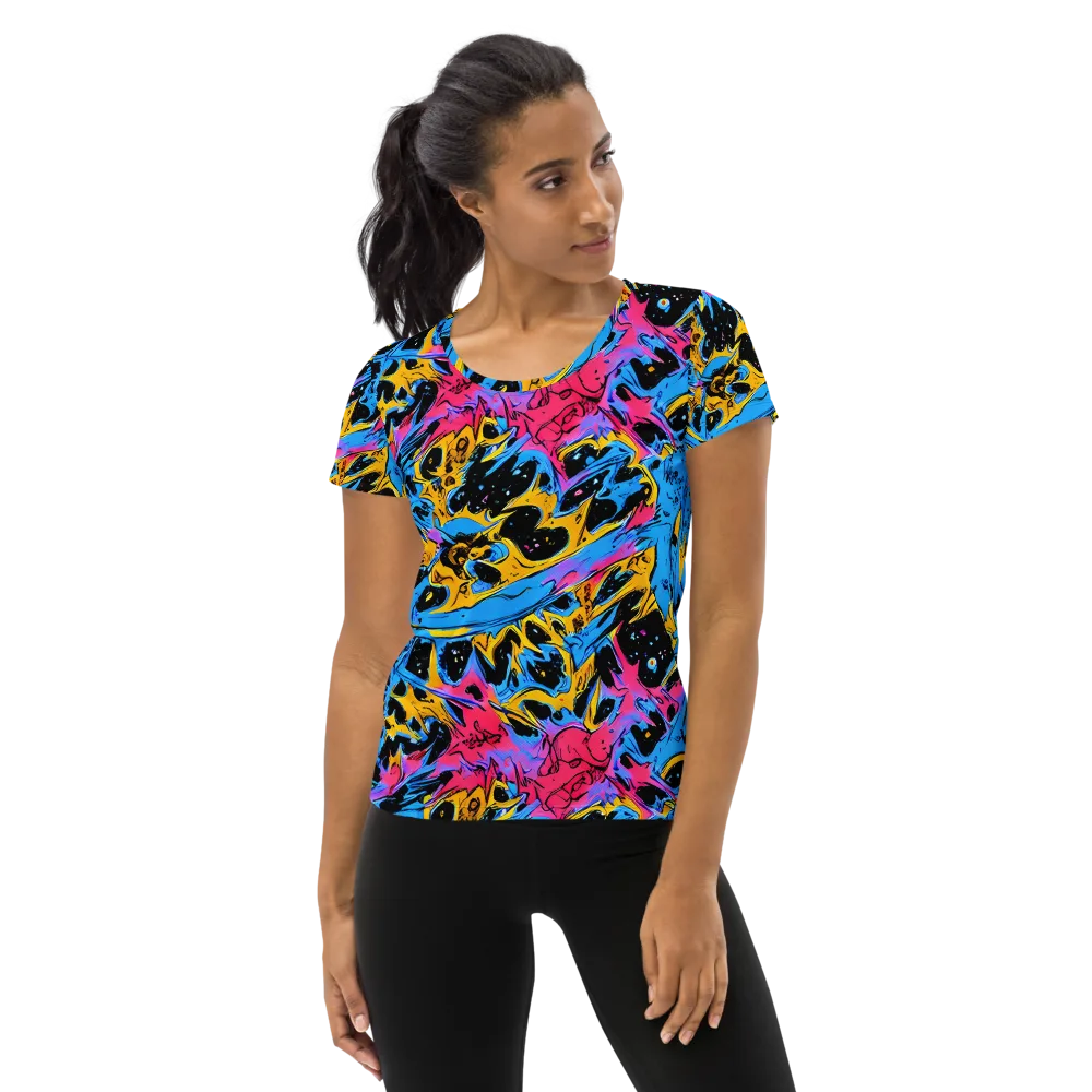 Electric Inkstorm on Women's Athletic T-Shirt — Front