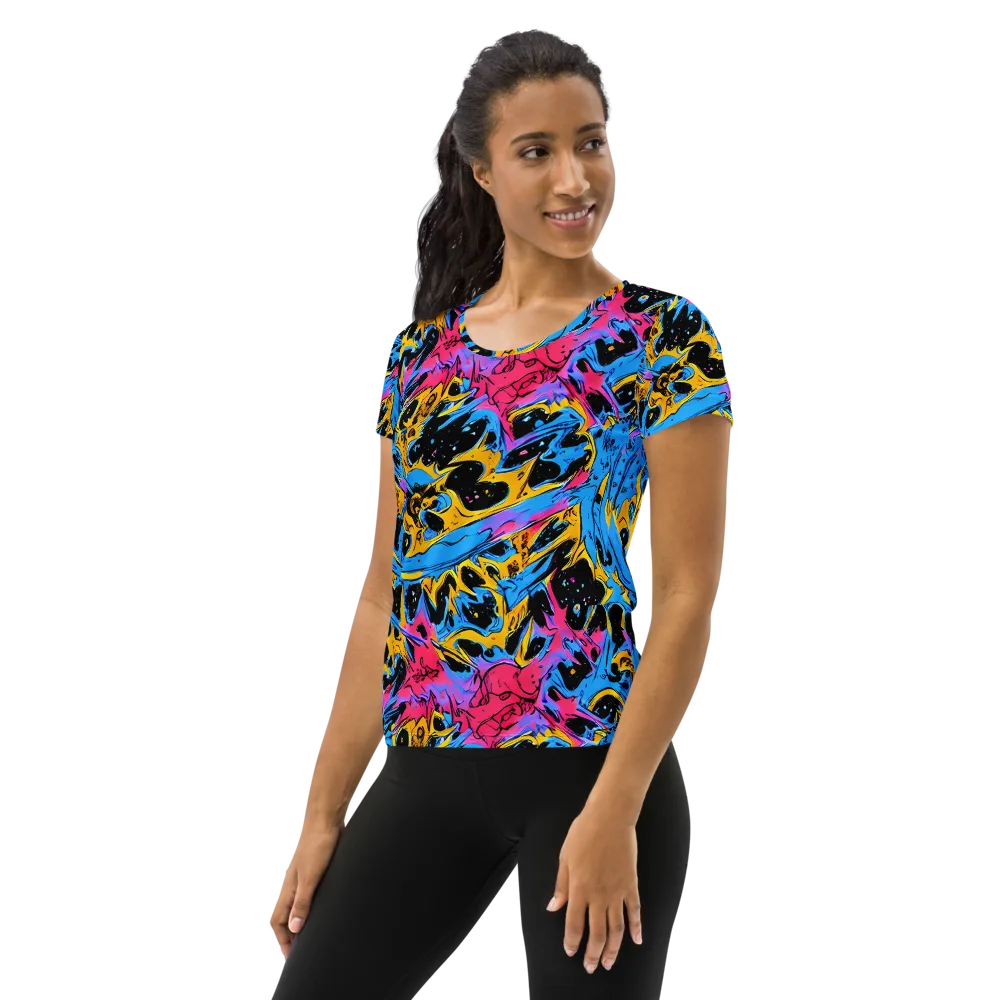 Electric Inkstorm on Women's Athletic T-Shirt — Left