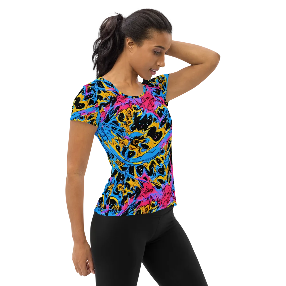 Electric Inkstorm on Women's Athletic T-Shirt — Right