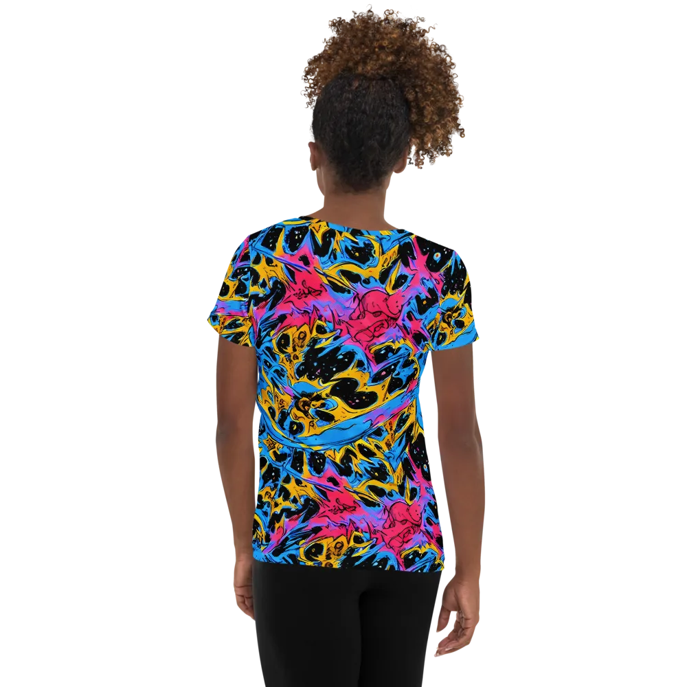 Electric Inkstorm on Women's Athletic T-Shirt — Back