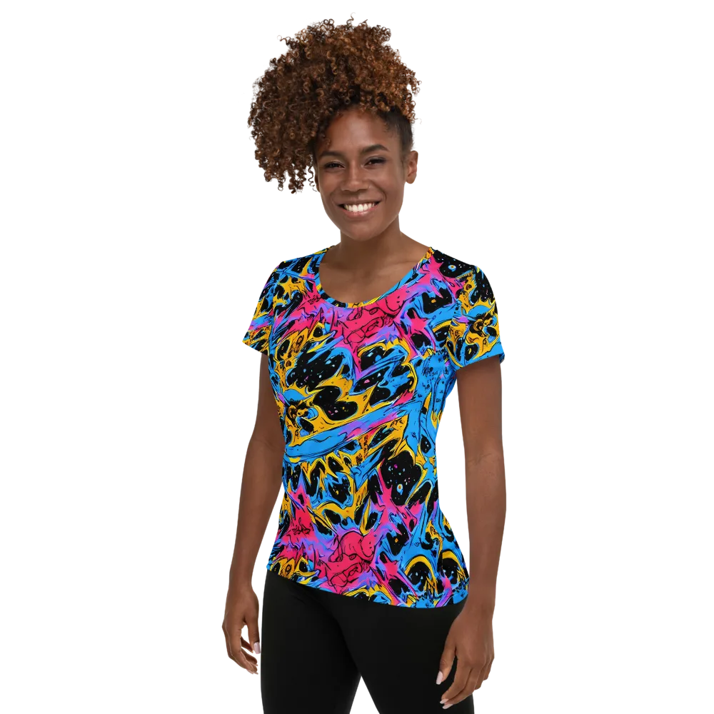 Electric Inkstorm on Women's Athletic T-Shirt — Left
