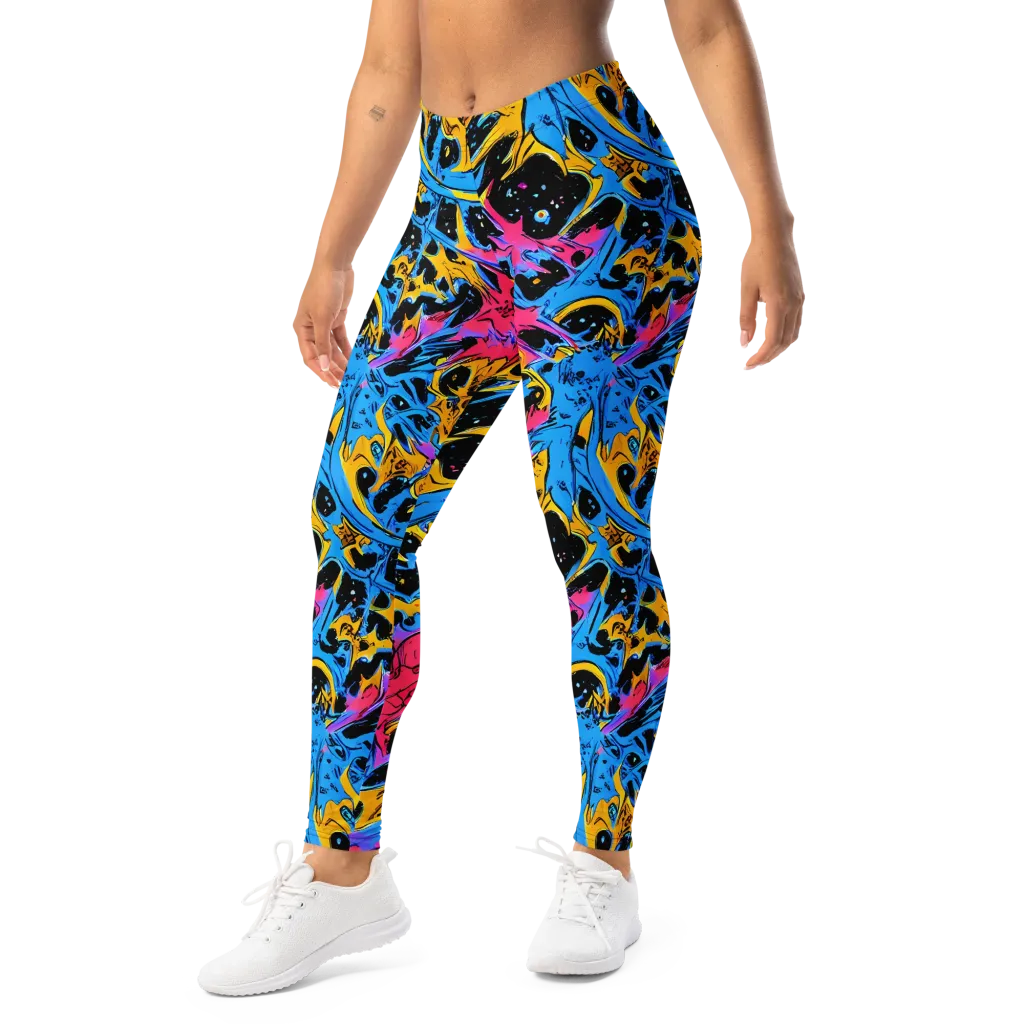 Electric Inkstorm on Leggings — Left Front