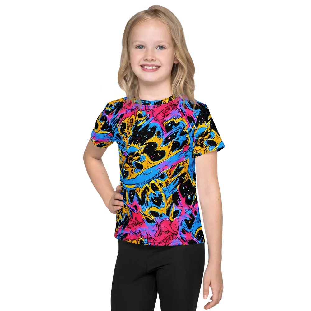 Electric Inkstorm on Kids Crew Neck T-Shirt — Front