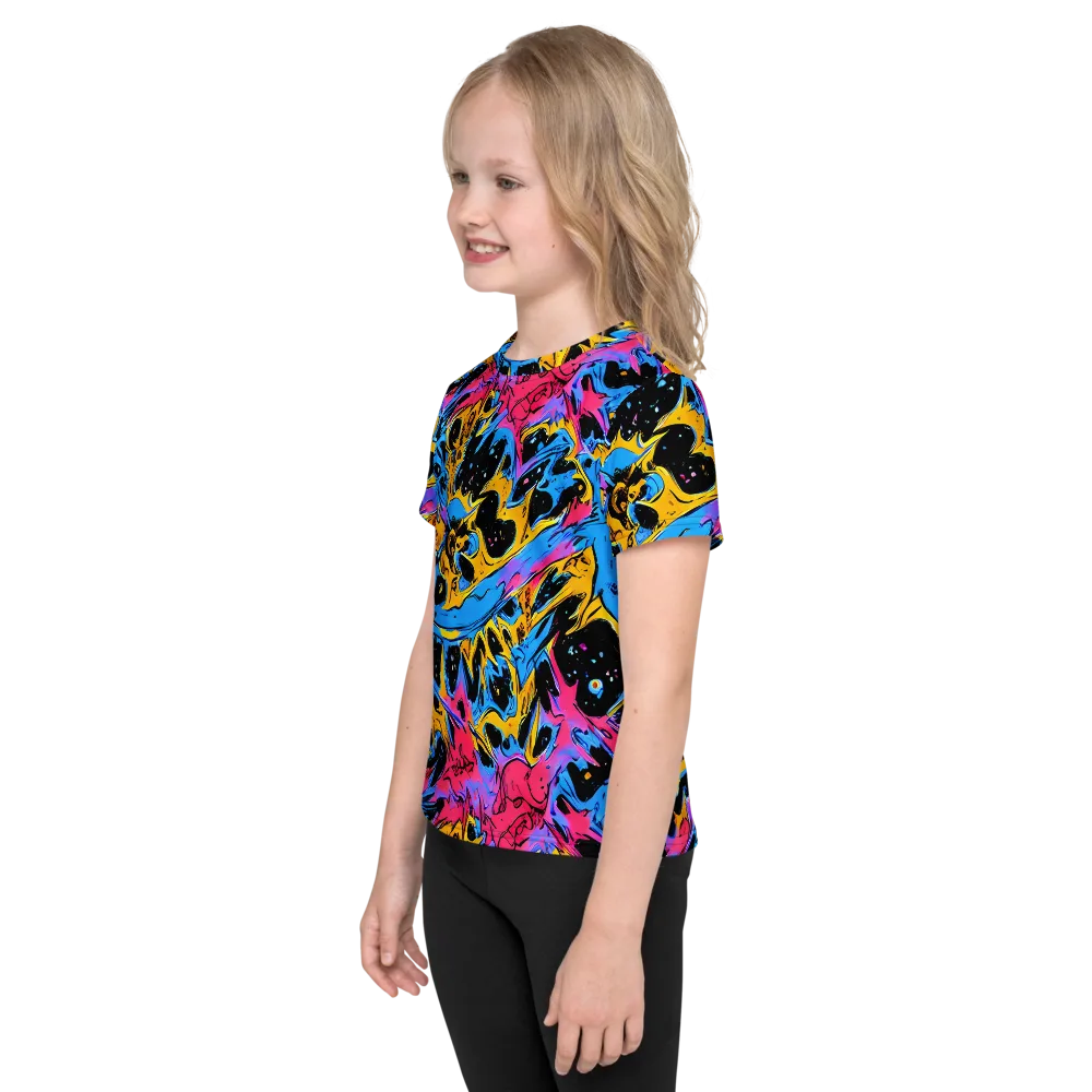 Electric Inkstorm on Kids Crew Neck T-Shirt — Left