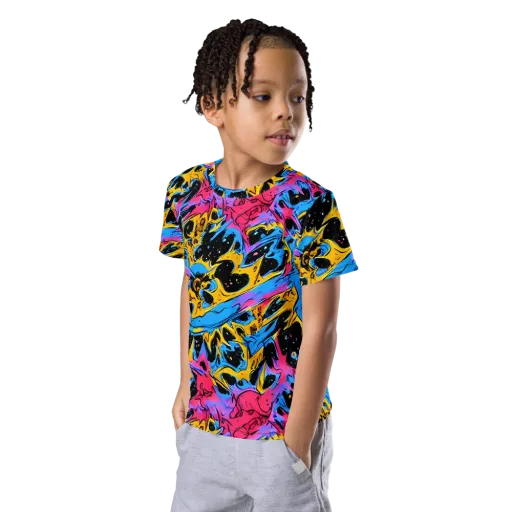 Electric Inkstorm on a Kids Crew Neck T-Shirt