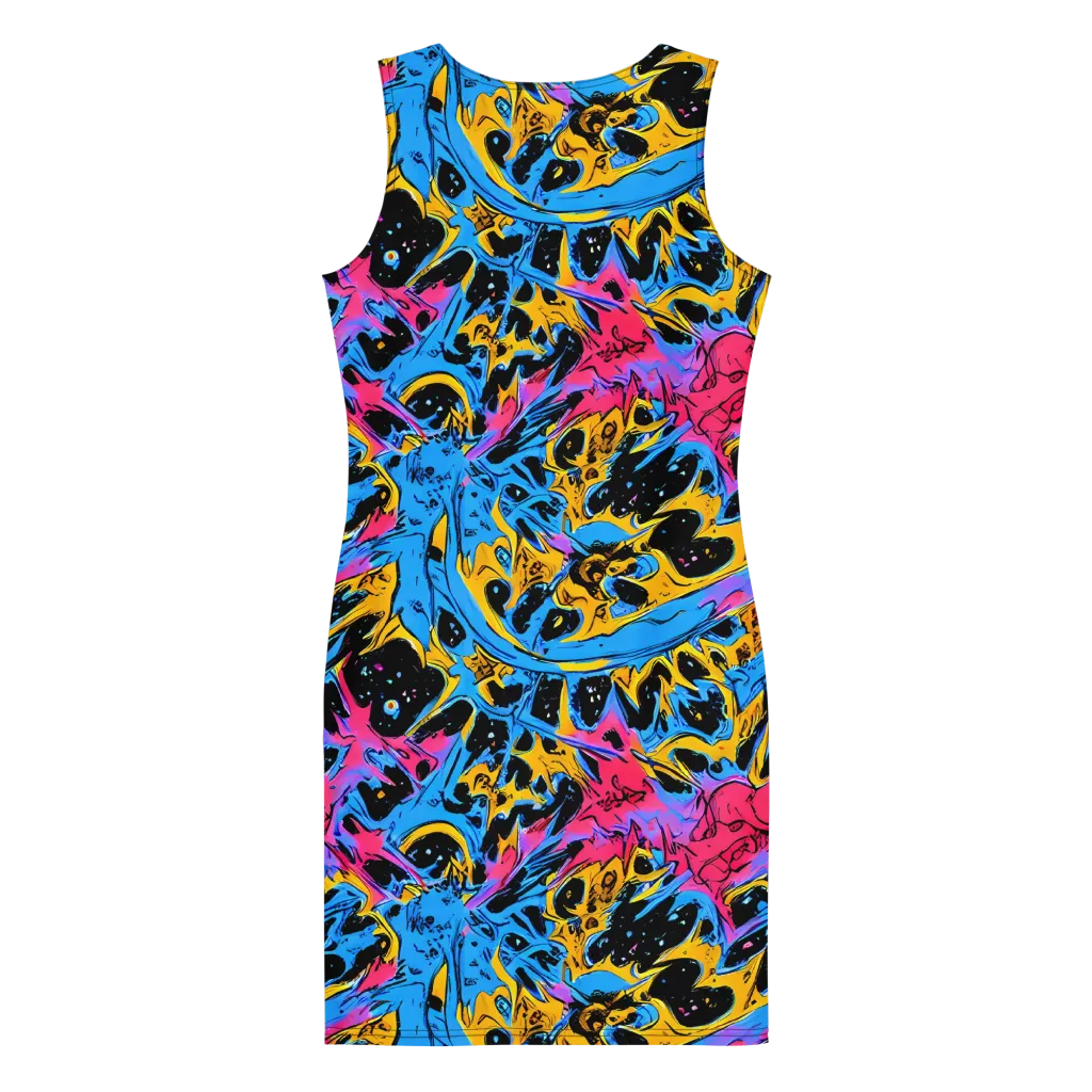 Electric Inkstorm on Bodycon Dress — Back