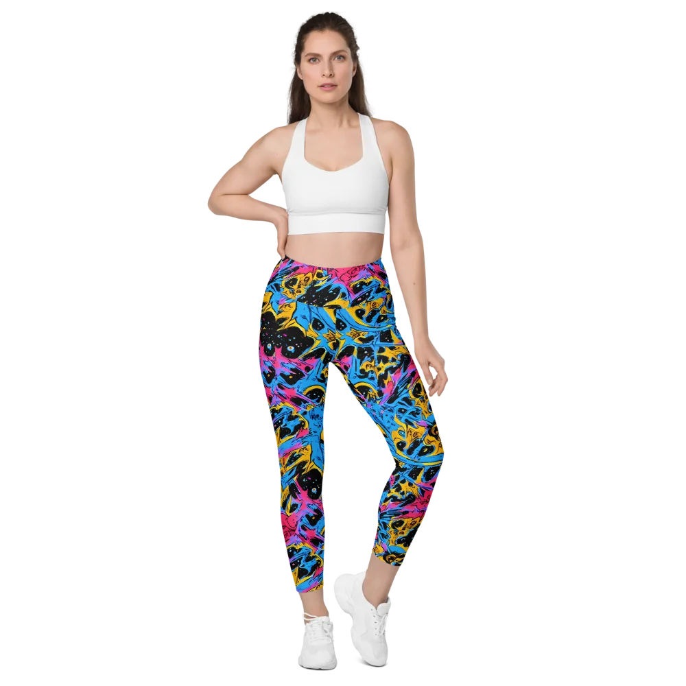 Electric Inkstorm on Leggings with Pockets — Front