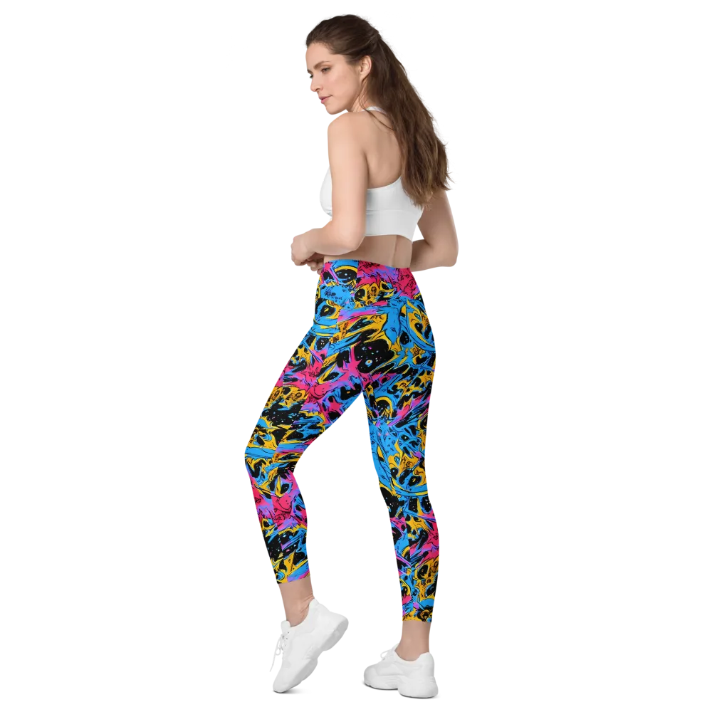 Electric Inkstorm on Leggings with Pockets — Left Back