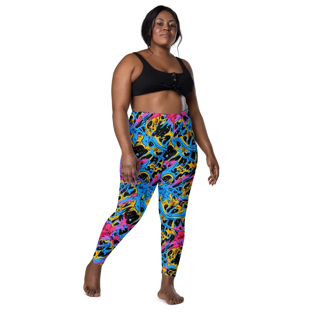 Electric Inkstorm on Leggings with Pockets — Front