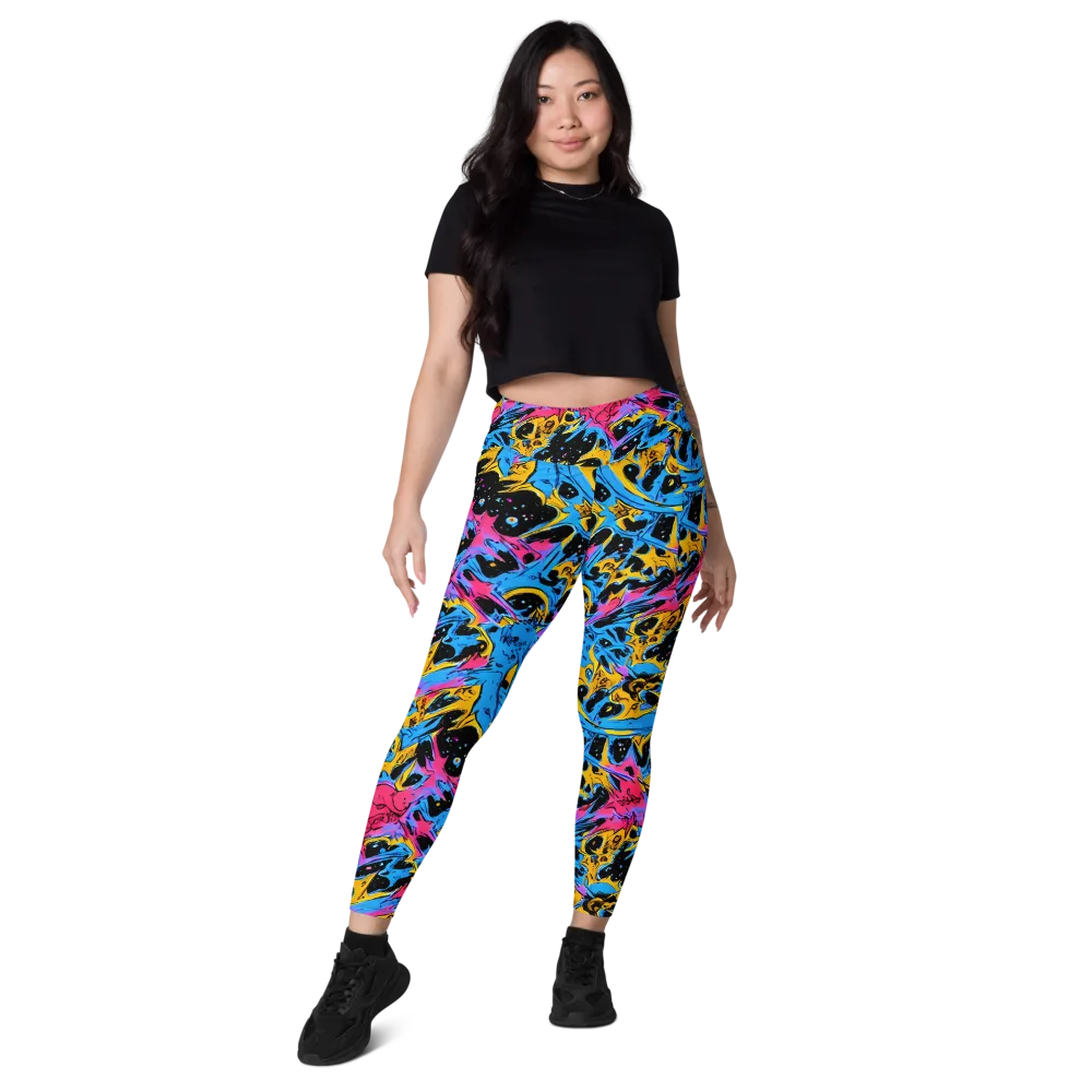 Electric Inkstorm on Leggings with Pockets — Front