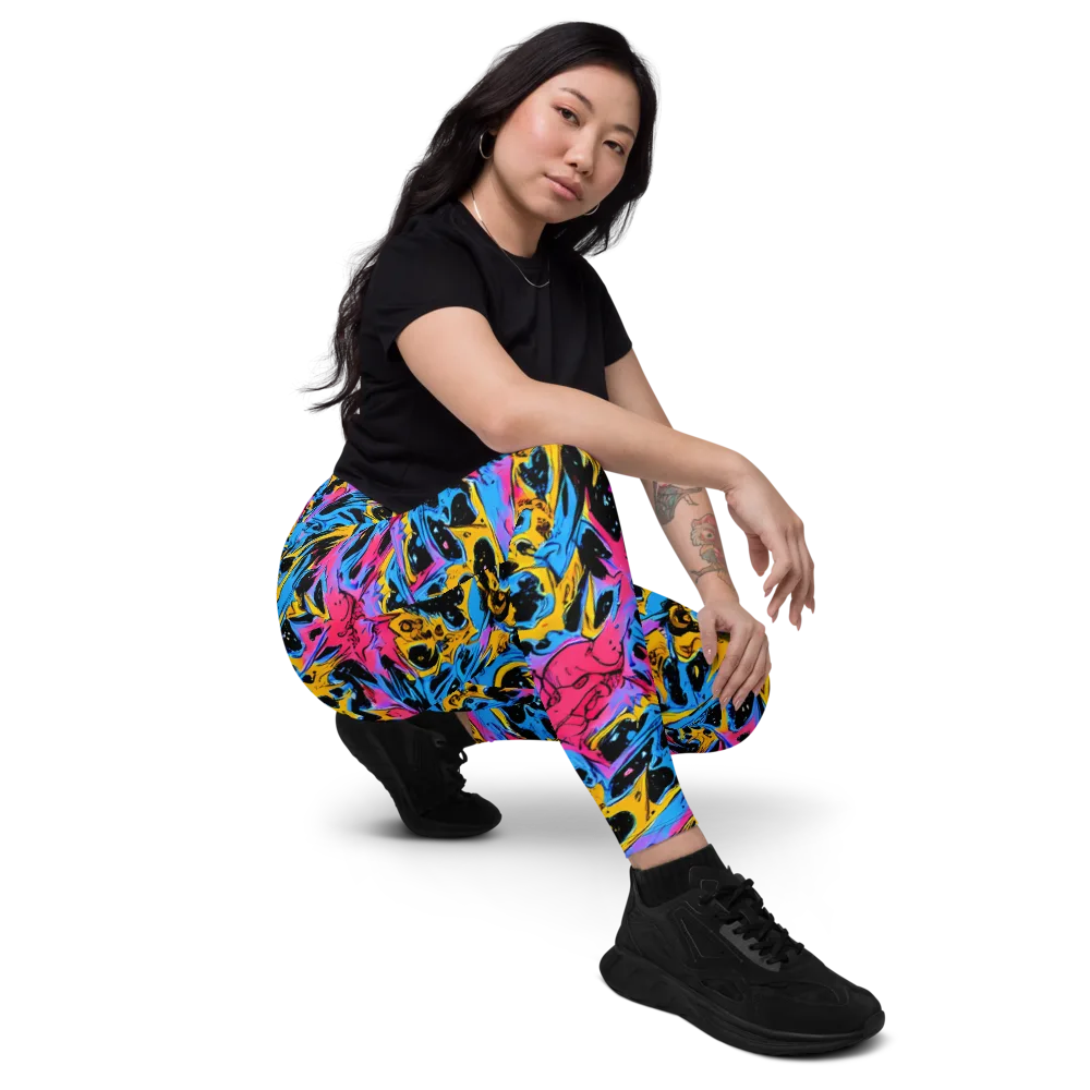 Electric Inkstorm on Leggings with Pockets — Right Front