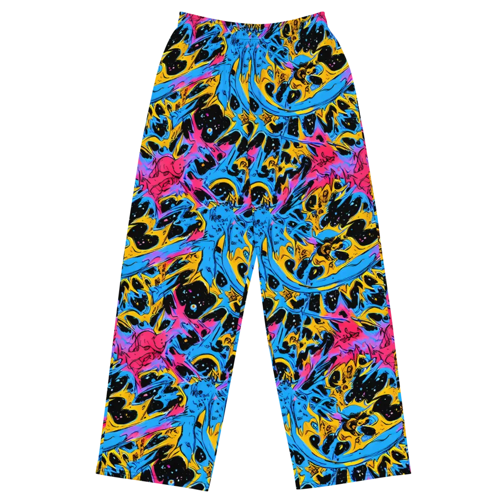 Electric Inkstorm on Wide-Leg Pants — Front